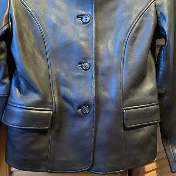 Max USA Chocolate Brown Buttery Soft Genuine Leather Blade Collar Jacket